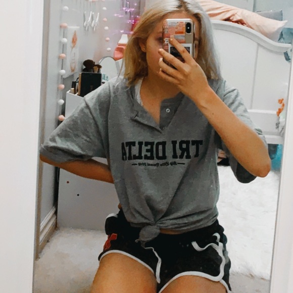 Augusta Sportswear Tops - *sold* Tri Delta Gray Henley Shirt Size L